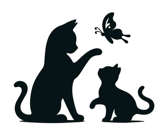 2 Cats and a butterfly